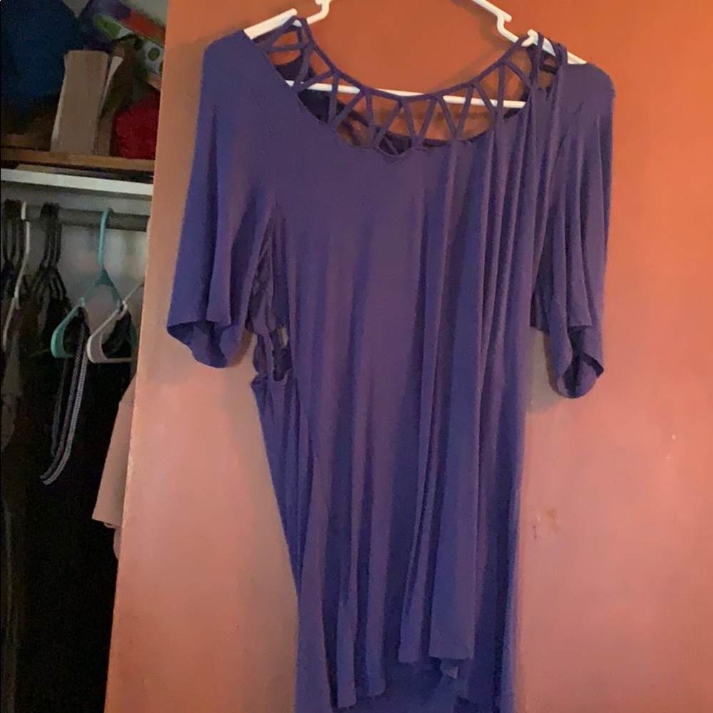 BKE red blouse blue